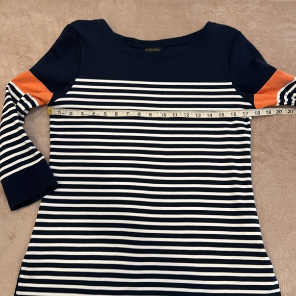 Brooks Brothers Blue and White Striped Knit Dress with a ¾ Sleeve Sweater… - Picture 7 of 12